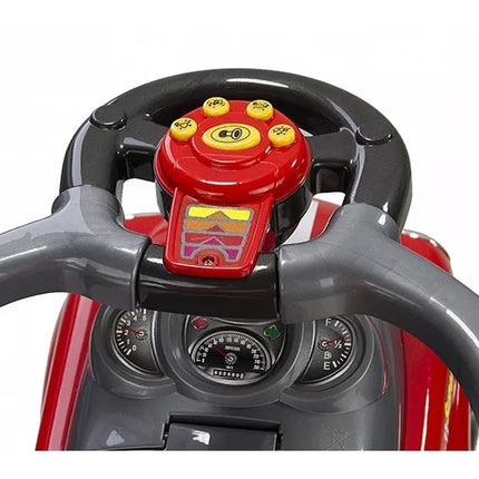 Vaikiška mašina-stumdukas su rankena tėvams – raudona