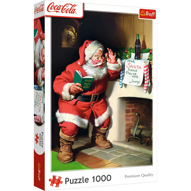Dėlionė – 1000 XMAS – Coca-Cola: Kalėdų senelis prie židinio – Trefl 10922