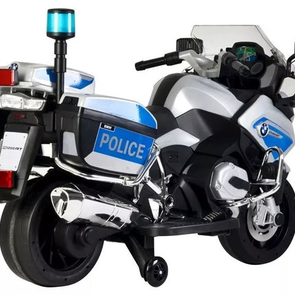 BMW policijos motociklas sidabrinis - elektrinis vaikiškas motociklas