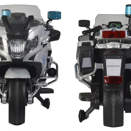 BMW policijos motociklas sidabrinis - elektrinis vaikiškas motociklas