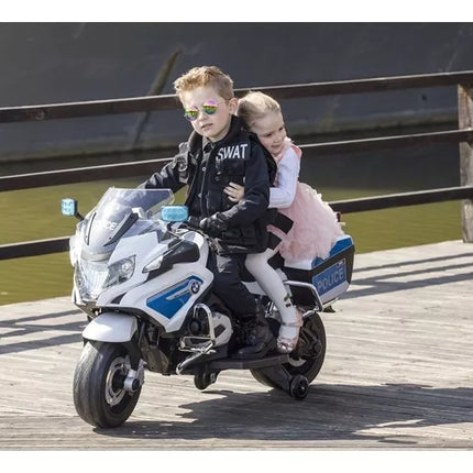 BMW Policijos Motociklas Baltas - Elektrinis Važiuojamas Motociklas