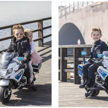 BMW Policijos Motociklas Baltas - Elektrinis Važiuojamas Motociklas