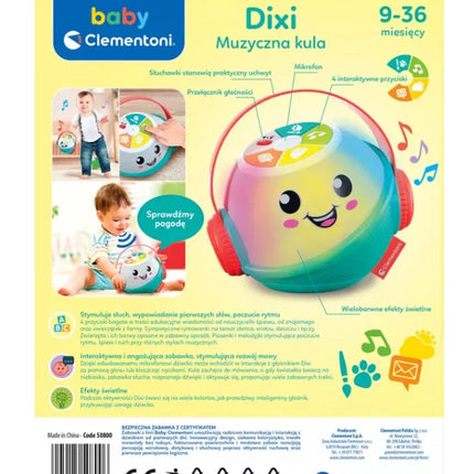 Interaktyvus muzikos kamuolys su mikrofonu DIXI (lenkų kalba) CLEMENTONI 50800
