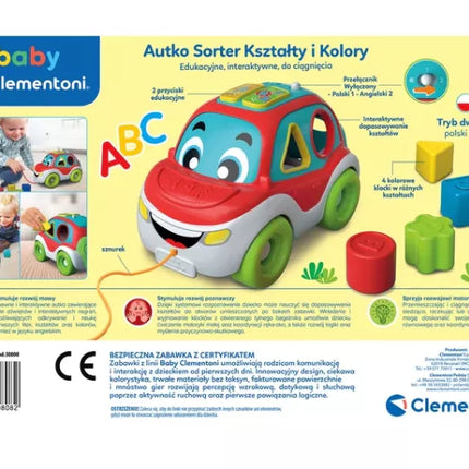 Interaktyvus formų ir spalvų rūšiavimo automobilis (lenkų ir anglų kalbomis) CLEMENTONI 50808