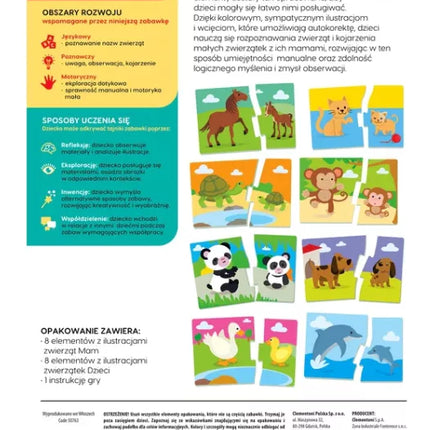 Edukacinis žaidimas-dėlionė: Mamos ir kūdikiai Gyvūnų žaidimas ir mokymasis Lenkų kalba CLEMENTONI 50763