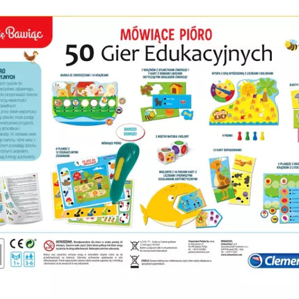 Kalbanti rašiklis 50 lavinimo žaidimų Žaisk ir mokykis lenkų kalba CLEMENTONI 50650