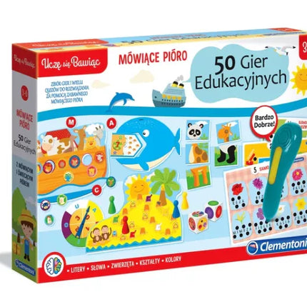 Kalbanti rašiklis 50 lavinimo žaidimų Žaisk ir mokykis lenkų kalba CLEMENTONI 50650