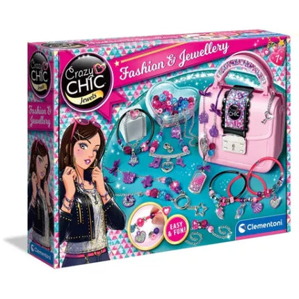 Crazy Chic „Pasidaryk pats“ rinkinys: „Crazy“ rankinė su karoliukais ir apyrankėmis Clementoni 17651