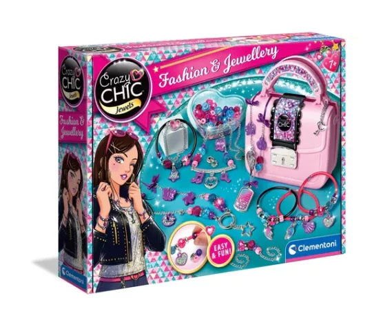 Crazy Chic „Pasidaryk pats“ rinkinys: „Crazy“ rankinė su karoliukais ir apyrankėmis Clementoni 17651