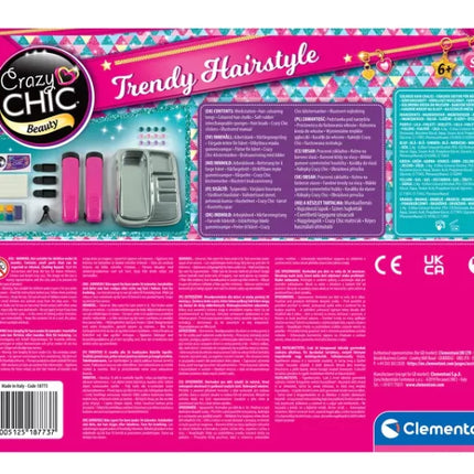 Crazy Chic plaukų dažymo rinkinys: Crazy šukuosenos su tiesintuvu ir karoliukais Clementoni 18773