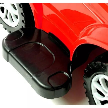 614W Vaikiškas paspiriamas automobilis su stūmimo rankena tėvams - raudonas