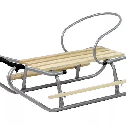 Metalinės rogutės su atlošu ir dirželiu, sidabrinės