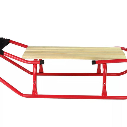 Metalinės rogutės su atlošu ir dirželiu, raudonos