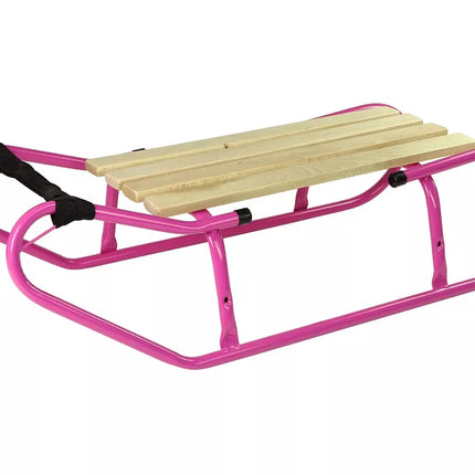 Metalinės rogutės su atlošu ir dirželiu, rožinės