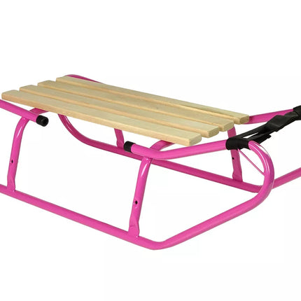 Metalinės rogutės su atlošu ir dirželiu, rožinės