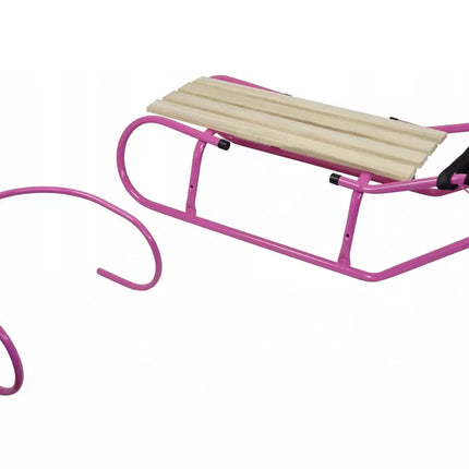 Metalinės rogutės su atlošu ir dirželiu, rožinės