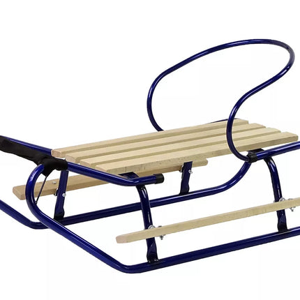 Metalinės rogutės su atlošu ir dirželiu, mėlynos