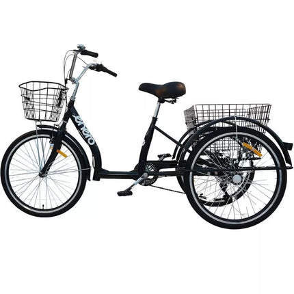 3 ratų dviratis 24" JUODAS SHIMANO 7 greičių žemas rėmas 1060972