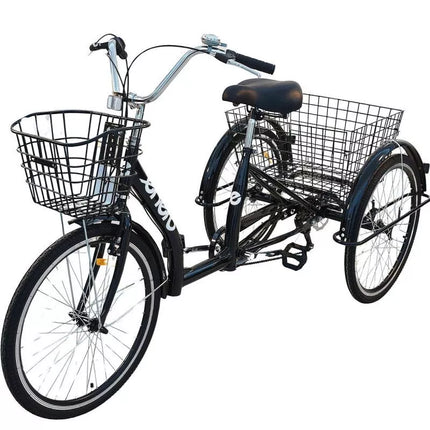 3 ratų dviratis 24" JUODAS SHIMANO 7 greičių žemas rėmas 1060972