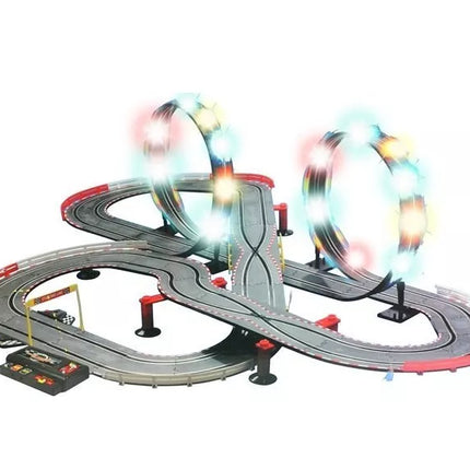 Lenktynių trasa 2 automobilių valdikliai Kilpa Šviesos Slot automobiliukai