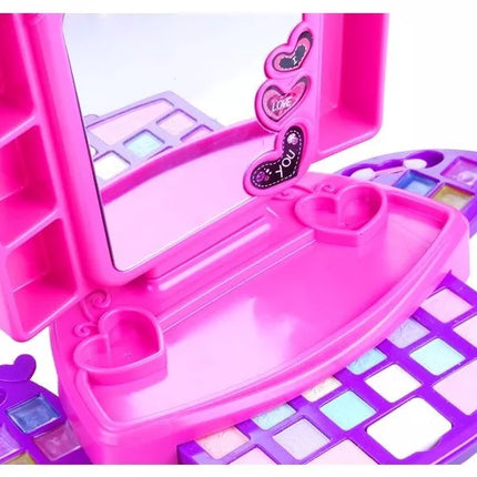 Kosmetinis staliukas su priedais ir švieselėmis Rožinis