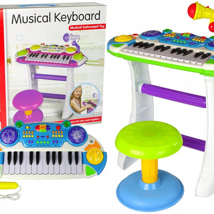 Vargonų klaviatūra Kėdė Mikrofonas Mėlynas