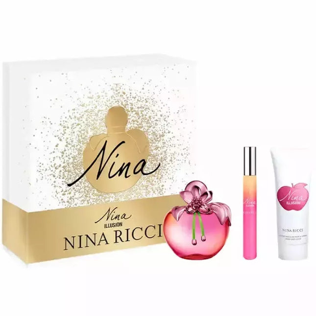 Nina Ricci Nina Illusion Eau De Parfum purškiklis 80ml rinkinys 3 vnt.