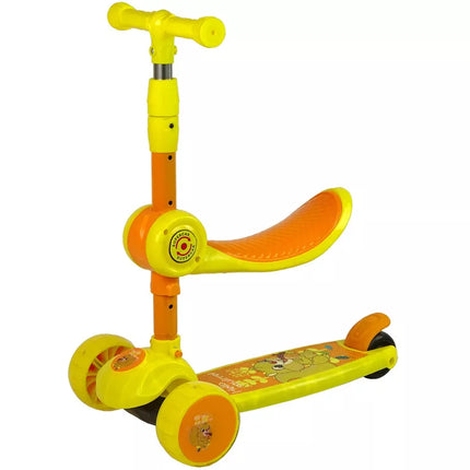 Trys ratų balansavimo motoroleris balnelis Geltonas muzika Diodai Voverė