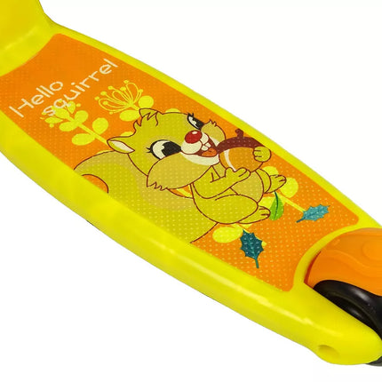 Trys ratų balansavimo motoroleris balnelis Geltonas muzika Diodai Voverė