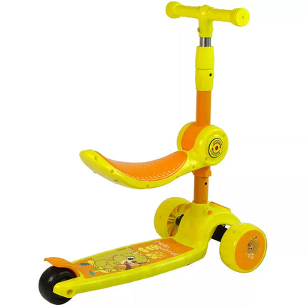 Trys ratų balansavimo motoroleris balnelis Geltonas muzika Diodai Voverė