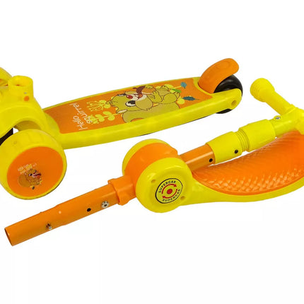 Trys ratų balansavimo motoroleris balnelis Geltonas muzika Diodai Voverė