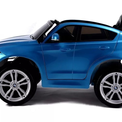 BMW X6 mėlynos spalvos – elektrinis vaikiškas automobilis