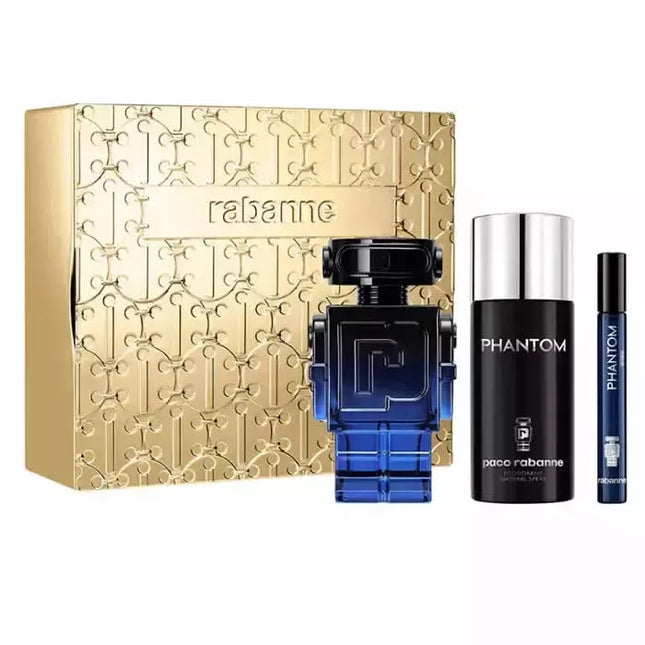 Paco Rabanne Phantom Intense Eau De Parfum Purškiklis 100ml 3 Dalių Rinkinys