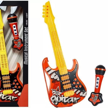 Elektrinė Gitara Mikrofonas Stygos Raudonos