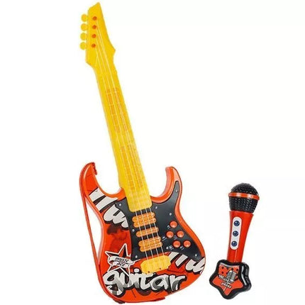 Elektrinė Gitara Mikrofonas Stygos Raudonos