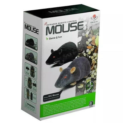 Didelis RC peliukas-žaislas su ratukais, juodas – iškrėskite pokštą