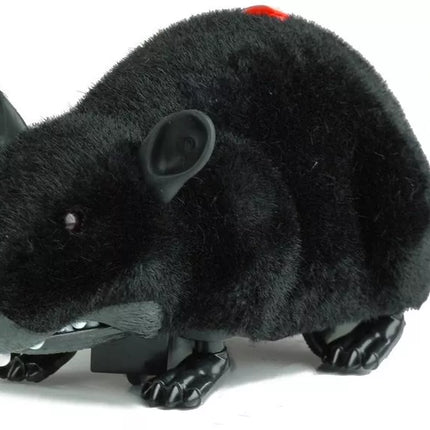 Didelis RC peliukas-žaislas su ratukais, juodas – iškrėskite pokštą