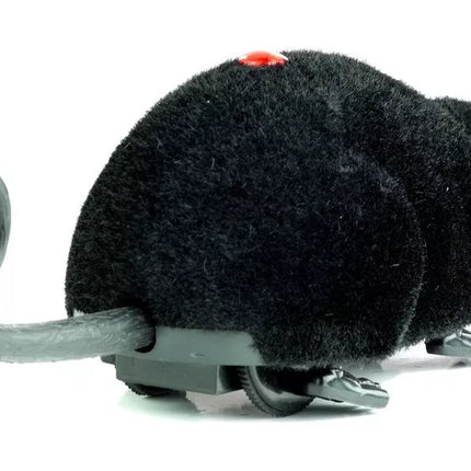 Didelis RC peliukas-žaislas su ratukais, juodas – iškrėskite pokštą