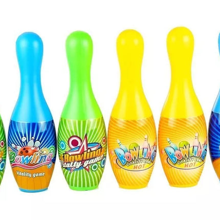 Boulingo rinkinys: 6 boulingo kėgliai + boulingo kamuolys sportiniam žaidimui