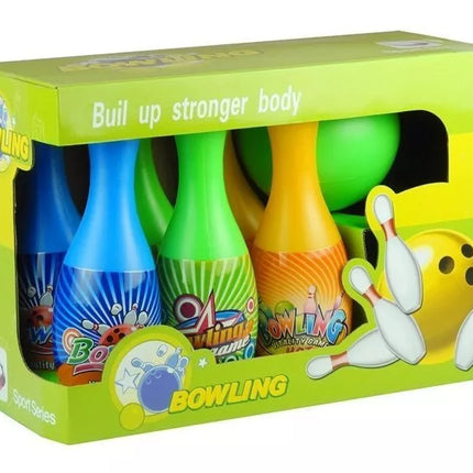 Boulingo rinkinys: 6 boulingo kėgliai + boulingo kamuolys sportiniam žaidimui