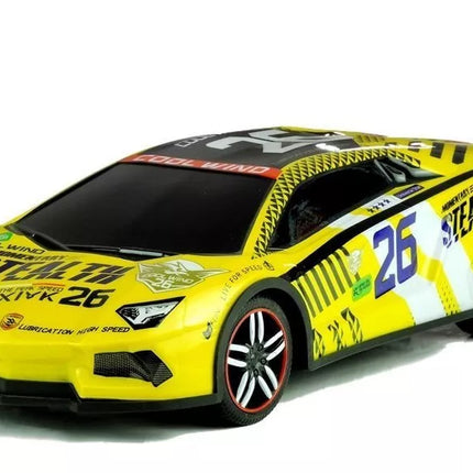 Nuotoliniu būdu valdomas sportinis automobilis R/C nuotolinis geltonas