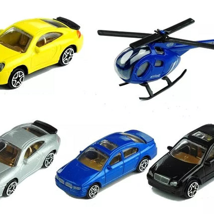 Didelis garažas + 4 automobilių ir sraigtasparnio rinkinys