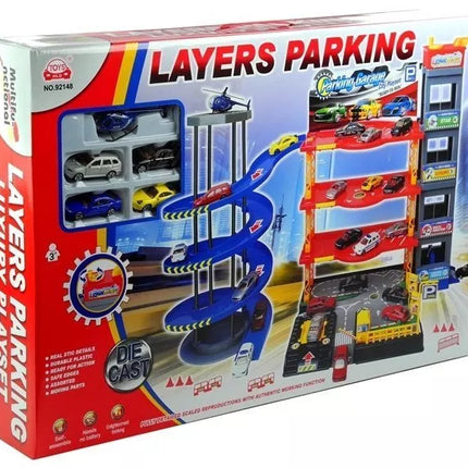 Didelis garažas + 4 automobilių ir sraigtasparnio rinkinys