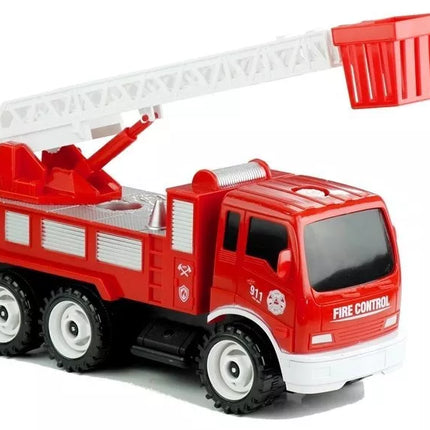 Gaisrininko rinkinys: gaisrinės mašina, šalmas, gesintuvas, pjūklas, 14 elementų