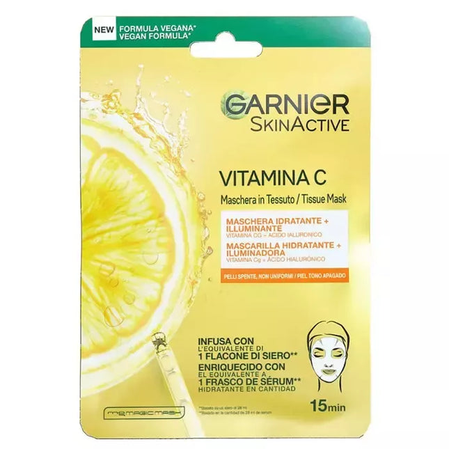 Garnier SkinActive drėkinanti ir skaistinanti kaukė su vitaminu C, 1 vnt.