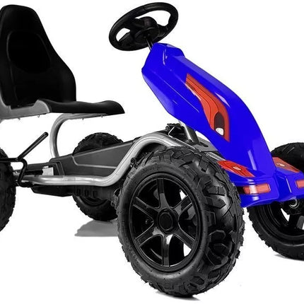 Pedalinis gokartas B012 su pripučiamais ratais, mėlynas