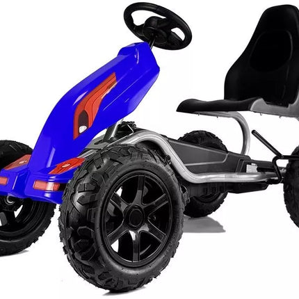 Pedalinis gokartas B012 su pripučiamais ratais, mėlynas
