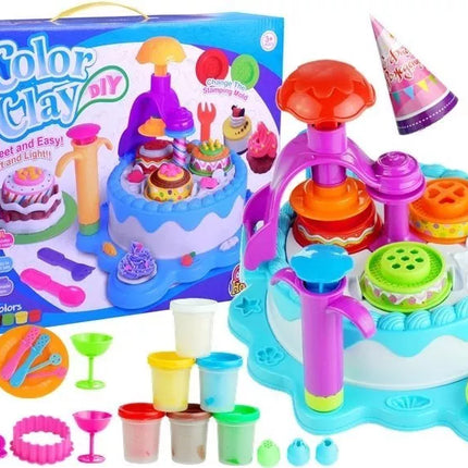 Spalvoto modelino "Pasidaryk pats" gimtadienio torto namelis