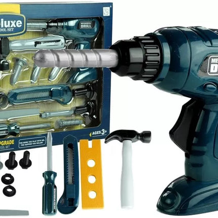 Aukštos kokybės įrankių rinkinys: akumuliatorinis gręžtuvas, plaktukas, atsuktuvas