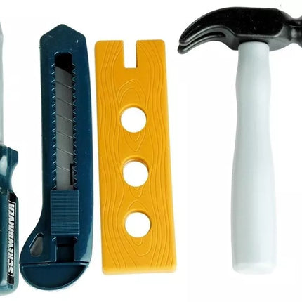 Aukštos kokybės įrankių rinkinys: akumuliatorinis gręžtuvas, plaktukas, atsuktuvas